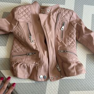 Pink leather toddler jacket